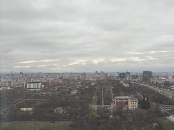 Overcast day captured over Sofia park and cityscape
