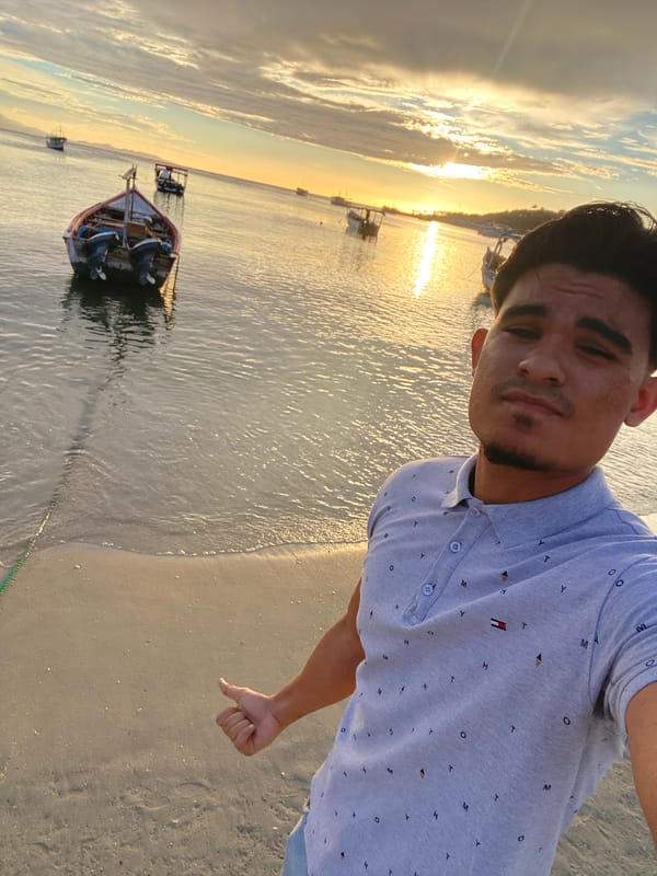 Sunset evening on the beach at Juan Griego, Venezuela