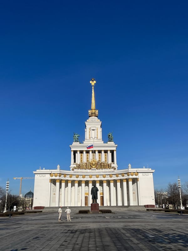 Morning view of VDNKh Central Pavilion captured in Moscow