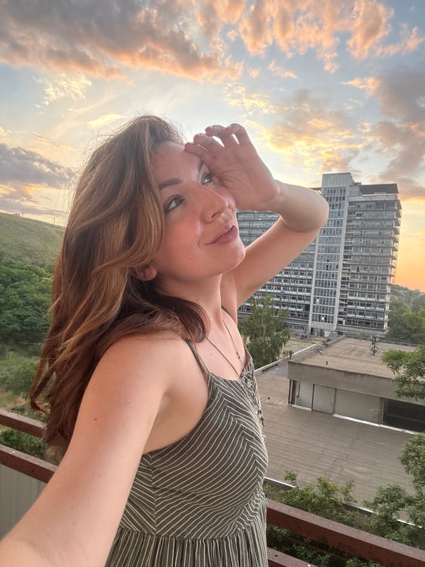 Selfie and sunset hand shot from an Odesa evening