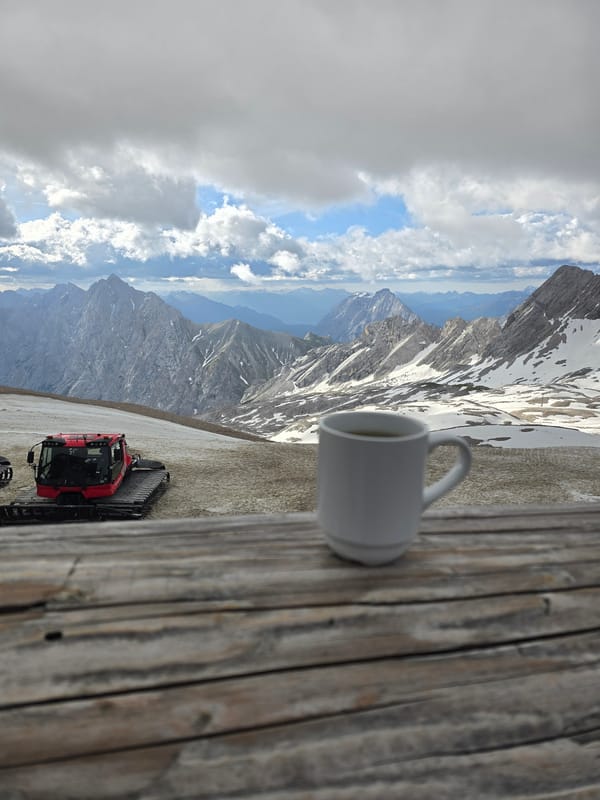 Alpine morning on Germany's highest peak with panoramic views