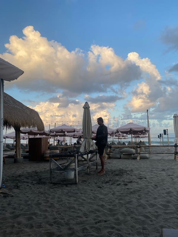 Sunset hour at a North Kuta beach club, Bali