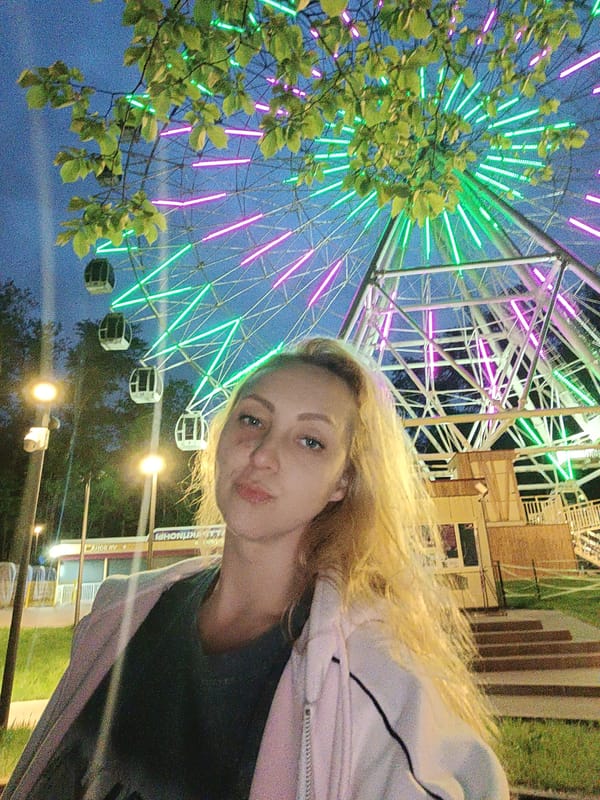 Woman photographs herself at carnival and beach locations