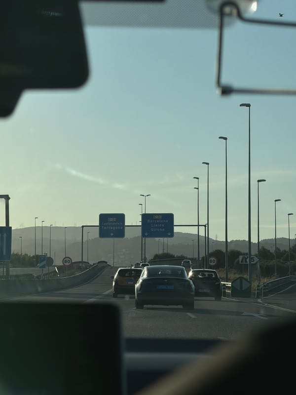 Evening traffic captured on Viladecans highway, Spain