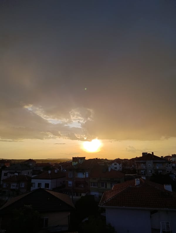 Sunset documented from balcony overlook in Svilengrad, Bulgaria
