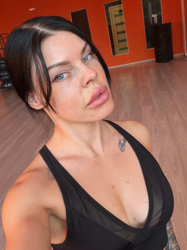 Selfie inside a colorful fitness studio in Ufa