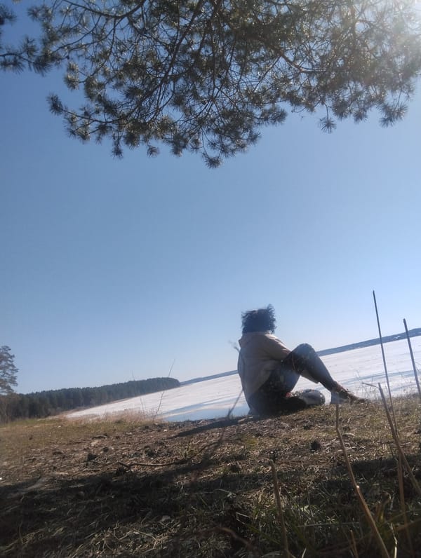 Woman explores lakeside park with sound sculptures in Votkinsk