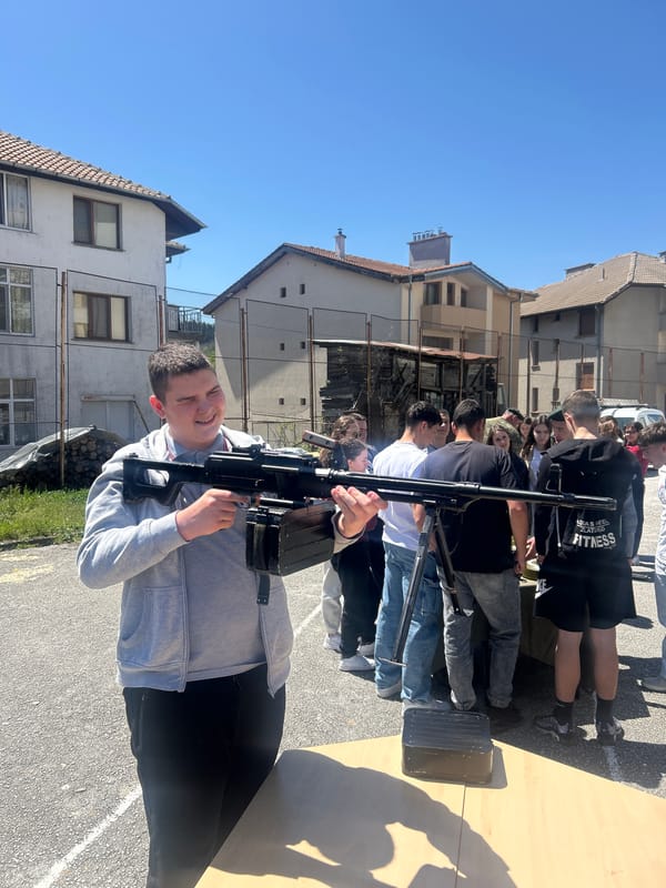 Military demonstration features weapons display in Zlatograd schoolyard