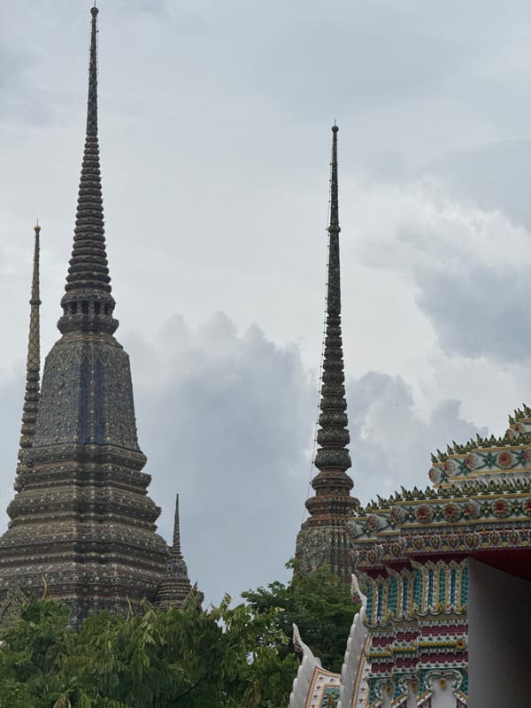 Bangkok's temple district and street life, riverside.