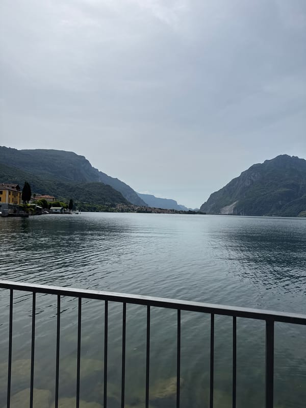 Morning stroll around a mountain lake town