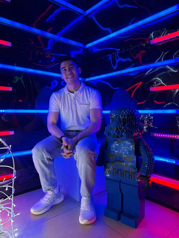 Man visits science exhibit with LEGO displays in Kazan