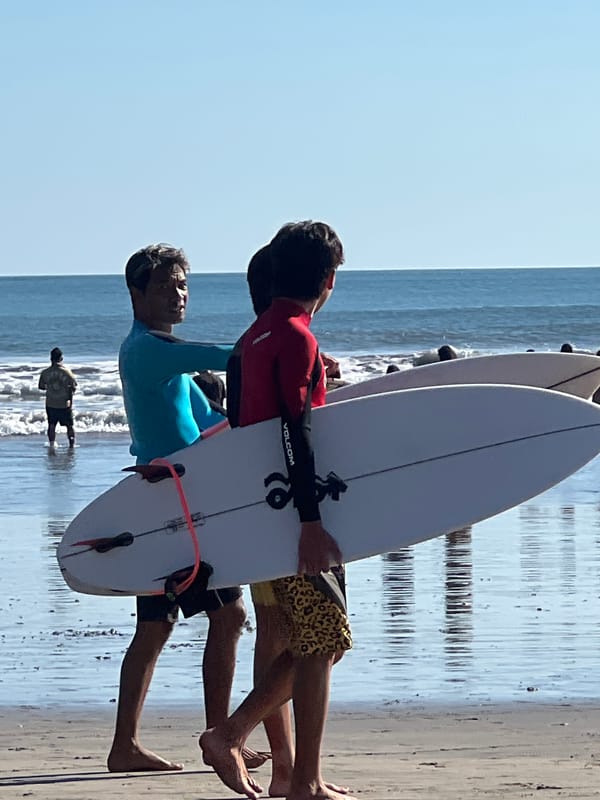 A busy morning at Kuta Beach, Bali