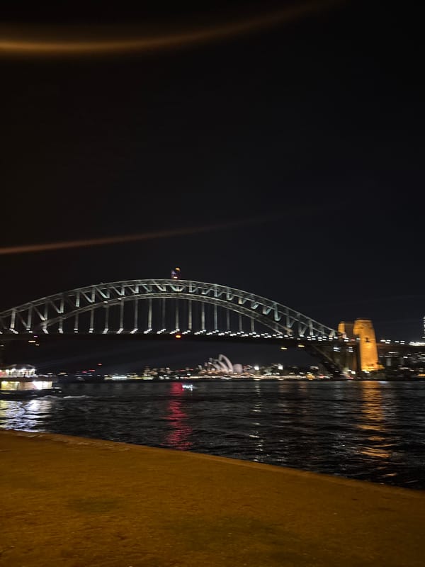 Sydney Harbour Bridge viewed at night from Mcmahons Point