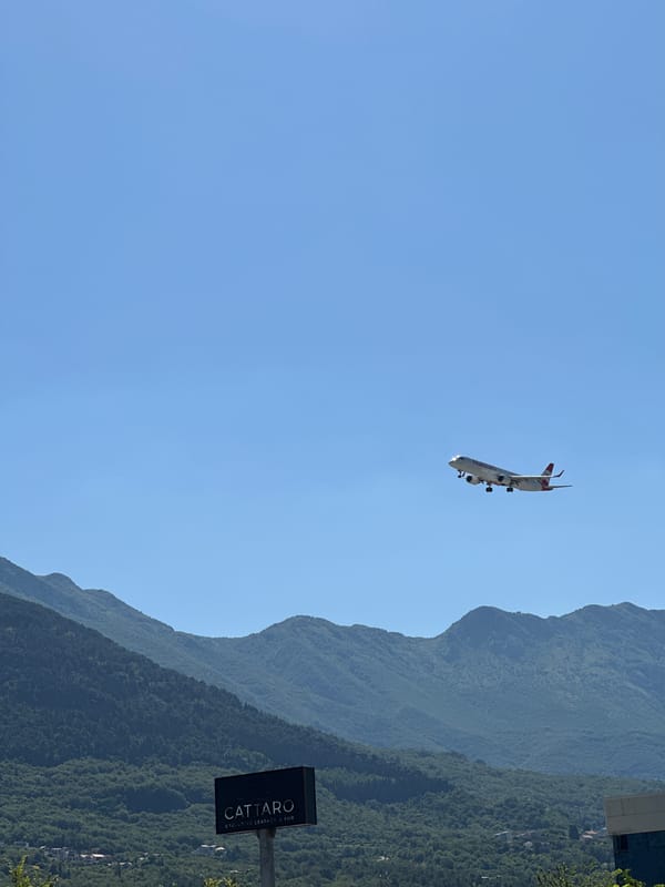 Morning snapshots document plane, drinks, car in Dub Montenegro