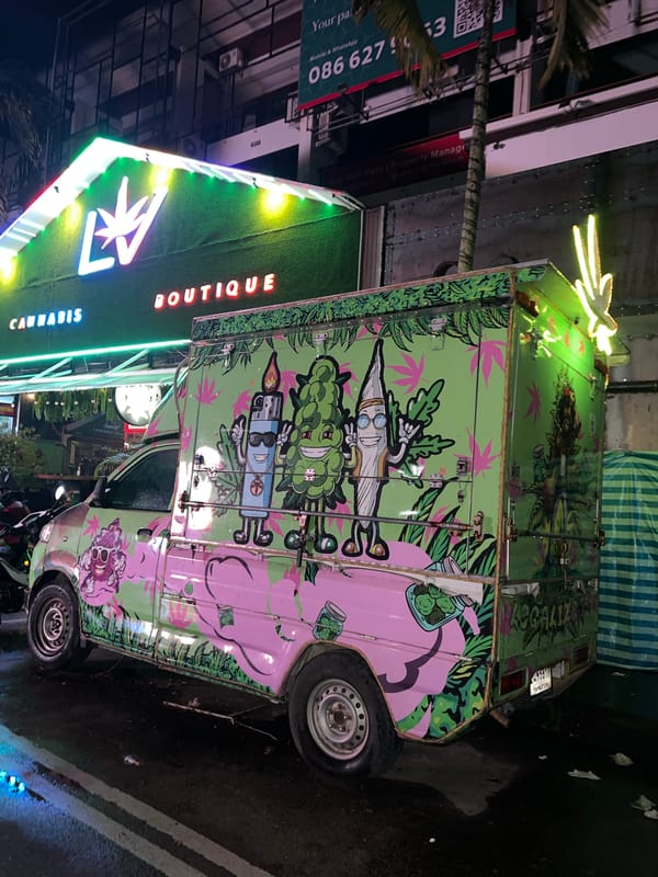 Colorful night market scene in Choeng Thale, Phuket
