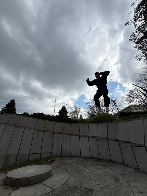Parkour performer executes stunts at Bulgarian monuments, concrete structures