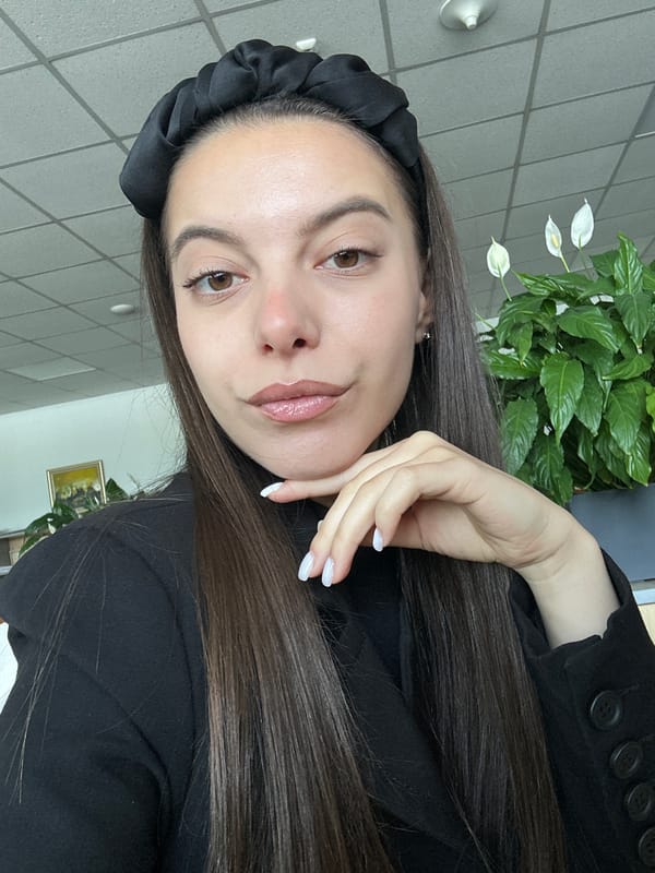 Woman takes office selfie in Sofia