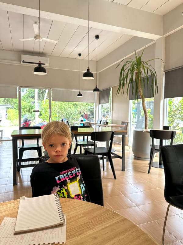 Cafe hangout in Ko Pha-ngan with murals and coffee