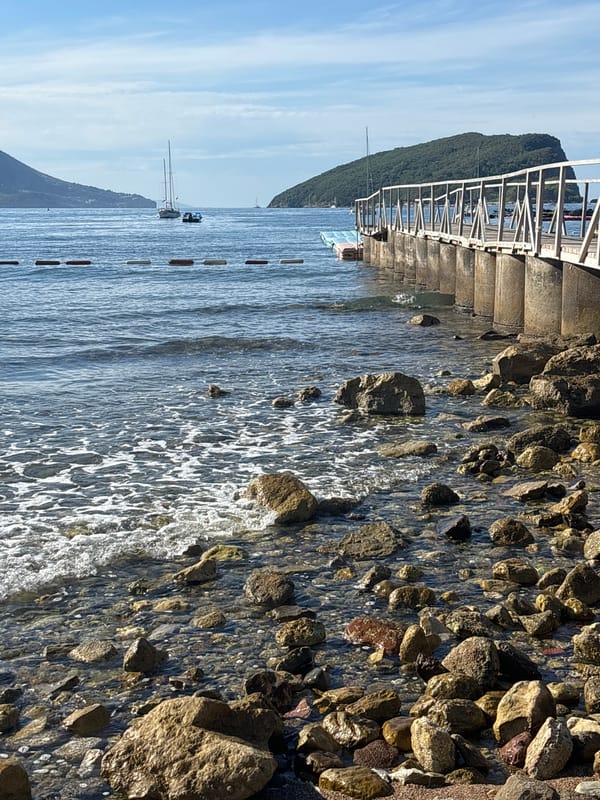 Summer morning on Budva's beach and waterfront