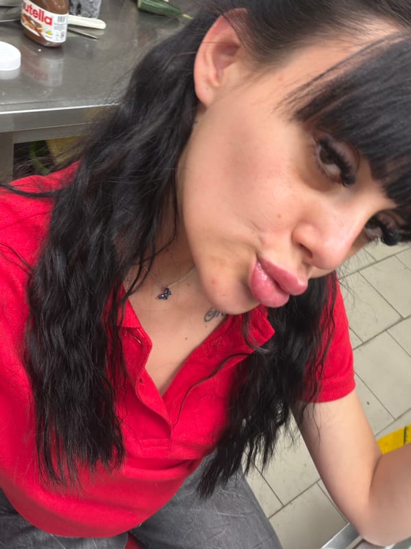 Selfie series in Plovdiv, red shirt and butterfly necklace.