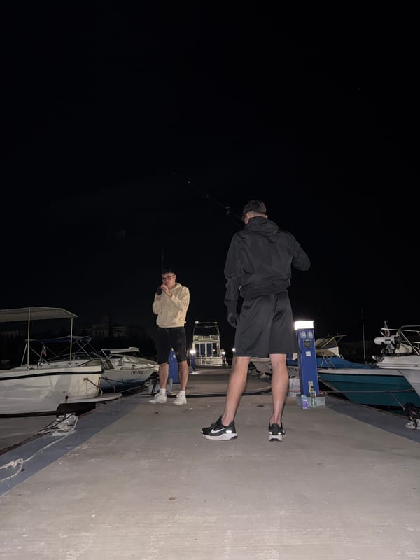 Evening fishing scene captured at Sozopol marina, Bulgaria