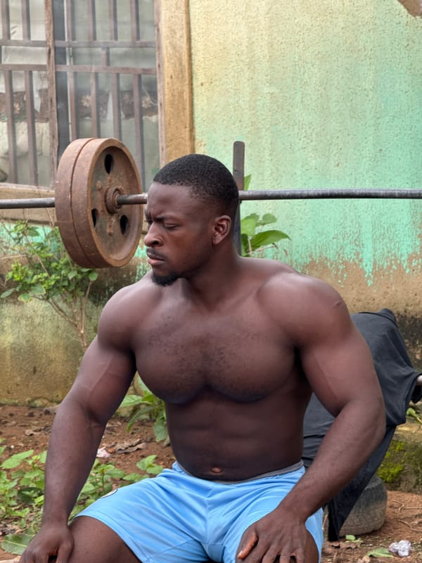 Outdoor gym session with improvised weights in Akwanga, Nigeria