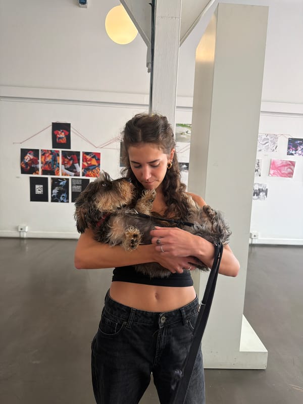Casual Milan afternoon: a scruffy dog and silver rings