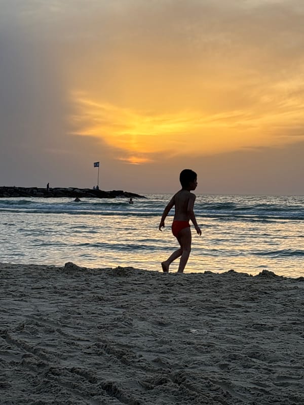 Sunset beach scene captured at Tel Aviv waterfront