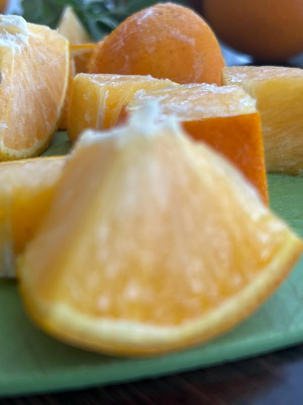 Fresh oranges sliced and plated in Kemerovo