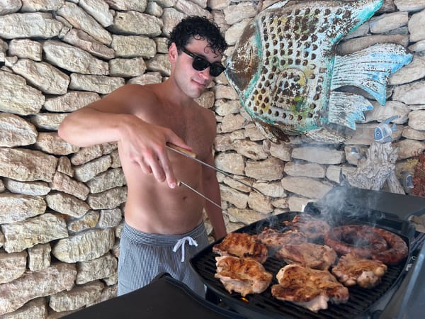 Backyard BBQ and outdoor dining on a sunny Ibiza afternoon