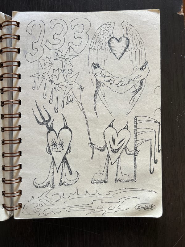 Artist's sketchbook and sunny Buenos Aires street documented
