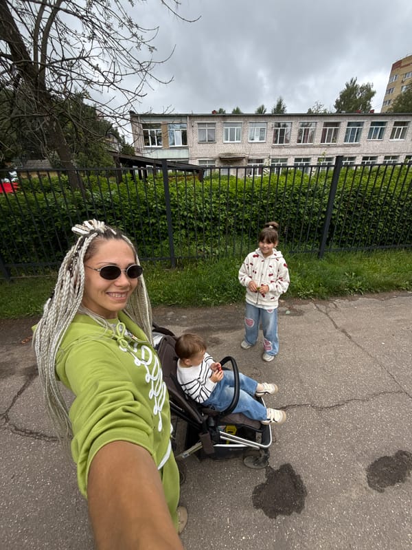 Selfie moment with matching hoodie energy in Rusanovo