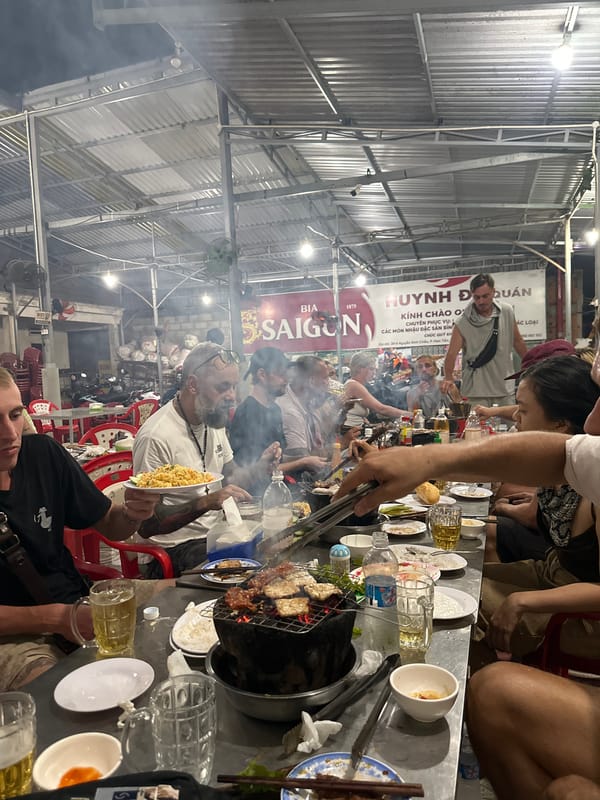 Group enjoys barbecue lunch at Vietnamese restaurant