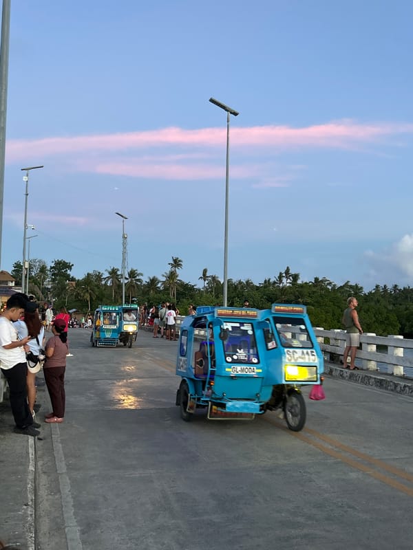 Evening bridge activity captured in General Luna, Philippines