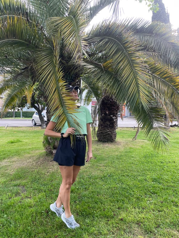 Woman performs early morning workout routine in Sochi park