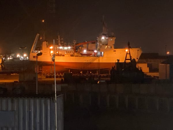 Cargo ship EAXY docked for maintenance at Walvis Bay