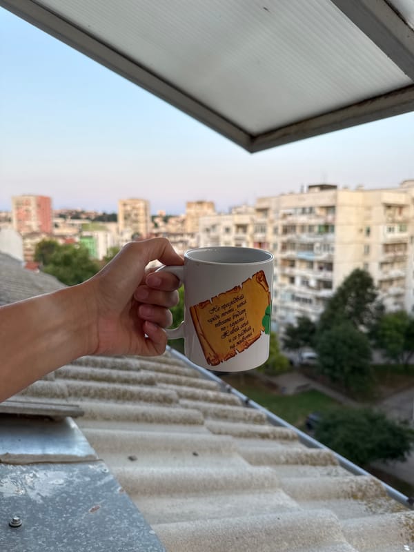 Morning coffee moment in Pleven, Bulgaria