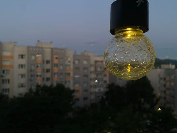 Cracked glass light fixture photographed in Blagoevgrad, Bulgaria