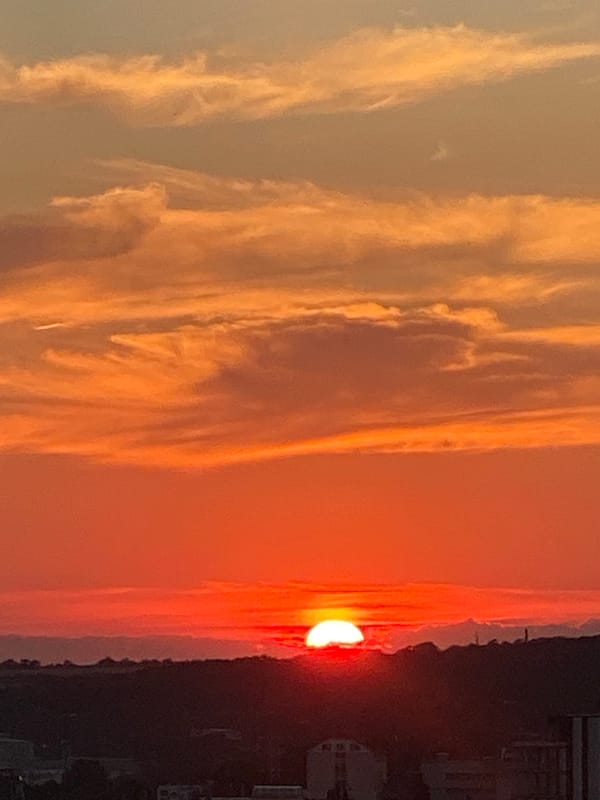 Chișinău sunset seen from above, golden hour in full effect