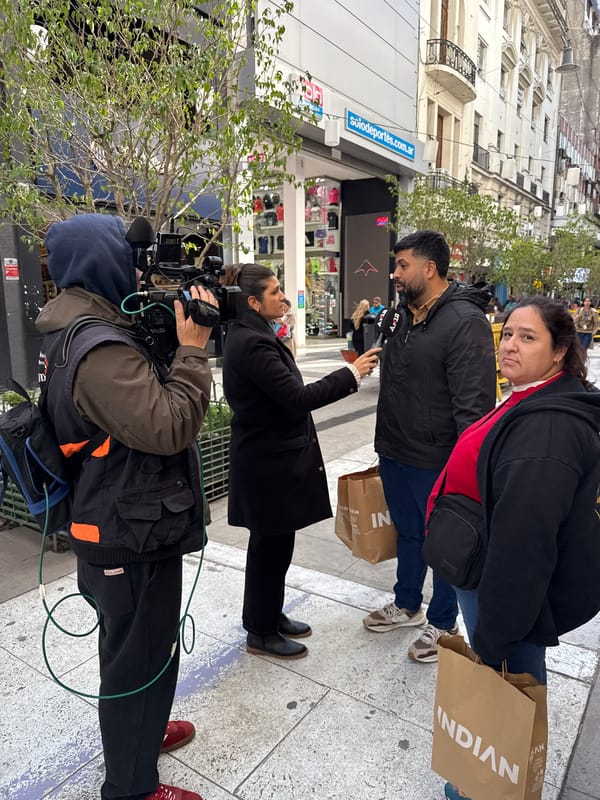 Street construction disrupts pedestrian traffic in Buenos Aires