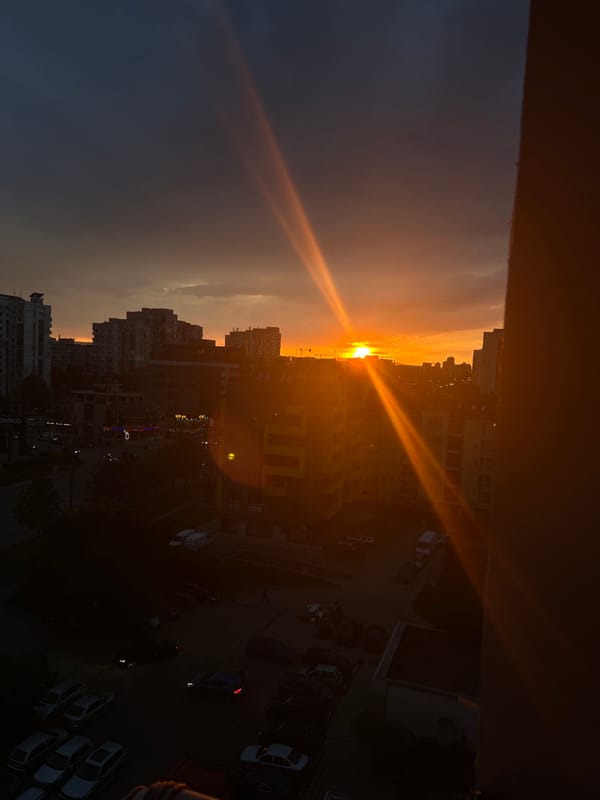 Urban sunset captured from multiple elevated viewpoints