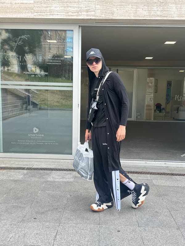 Streetwear photo session on Belgrade building steps