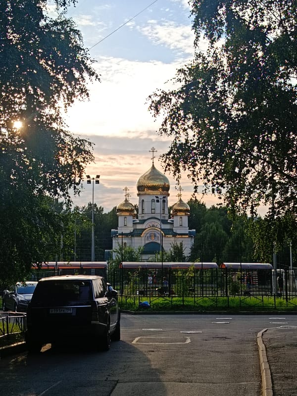 Saint Petersburg's Orthodox churches at golden hour
