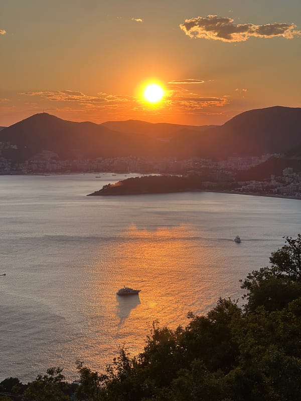 Sunset documented over Bay of Kotor from Čelobrdo area