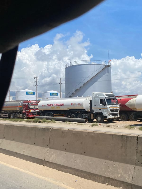 Fuel tankers parked at Lake Energies storage facility