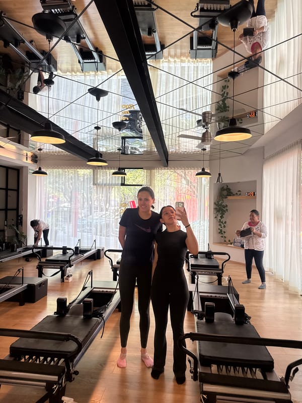 Young women selfie at Puebla Pilates studio Saturday