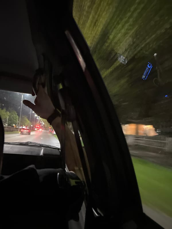 Night drive captured from inside vehicle in Plovdiv