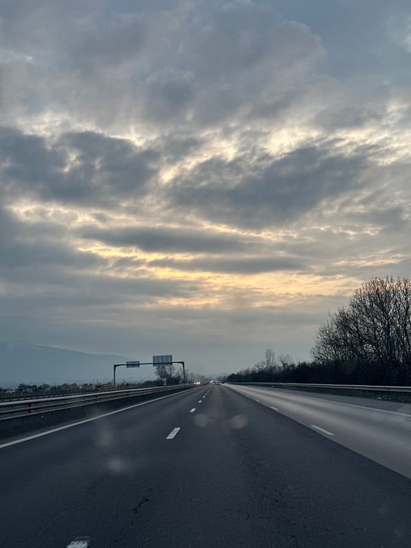 Highway travel scenes captured near Lozen, Bulgaria
