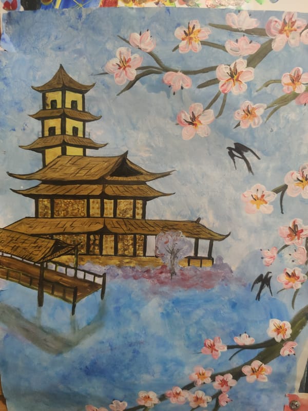 A mixed-style art collection spanning portraits, landscapes, and abstracts.