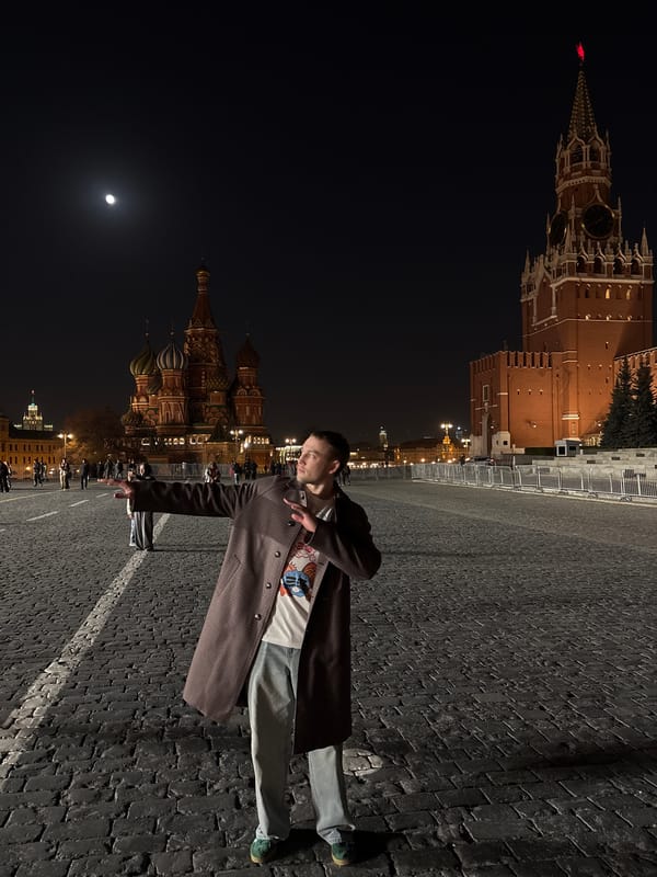 St. Basil's Cathedral illuminated at night in Moscow